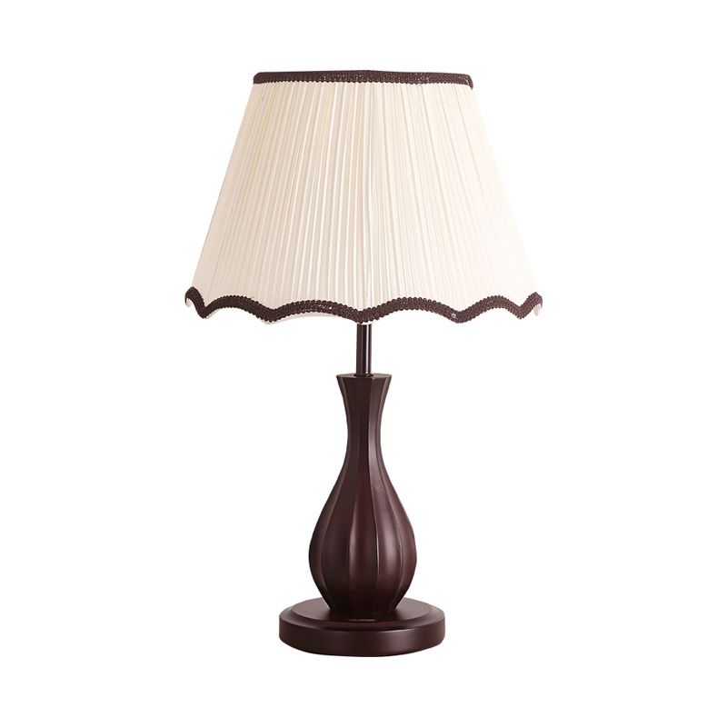 Rood/wit conische schaduw bureau licht vintage stijl stof 1 lichte logeerkamer nachttafellamp