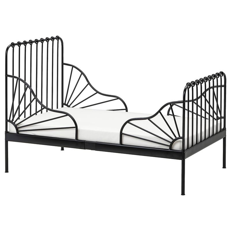 Glam Standard Bed Metal Open-Frame Bed with Rectangular Headboard