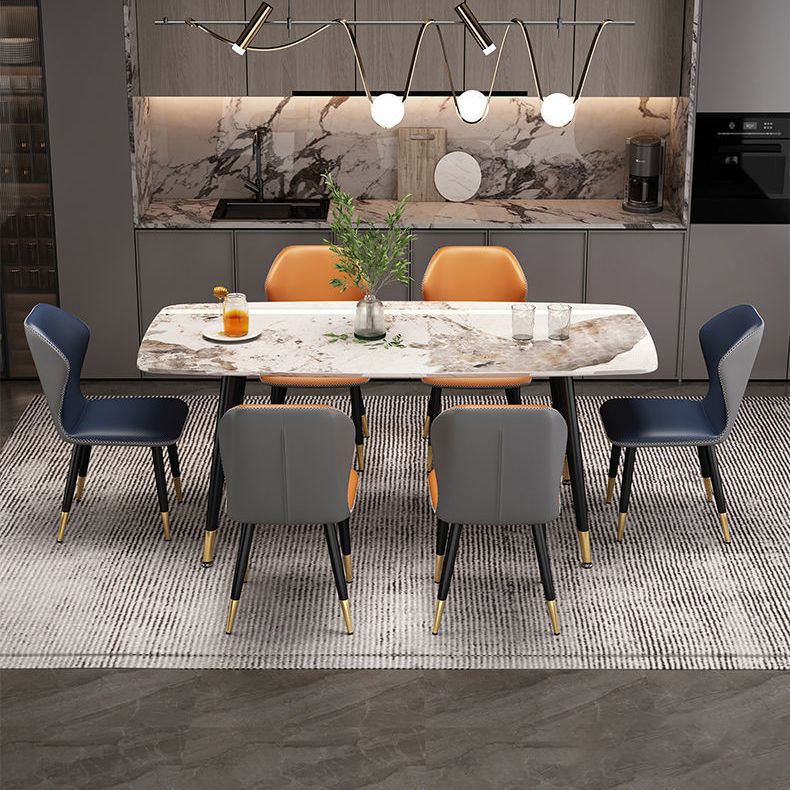 Rectangular Sintered Stone Dining Table Modern White Gray Green Furniture with 4 Legs