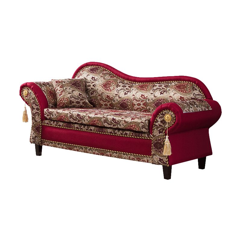 Bohemian Micro-velvet Chaise Lounge with Rolled Arms Reclining Accent Chair