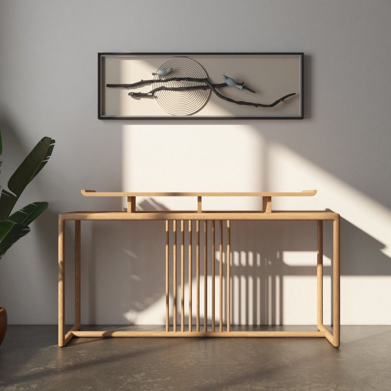 13"W Mid-Century Modern Console Table Pine Solid Wood Sofa Table