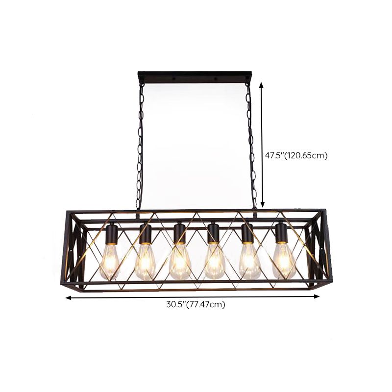 Metal Rectangular Shape Island Pendant Industrial Style Island Pendant Lighting