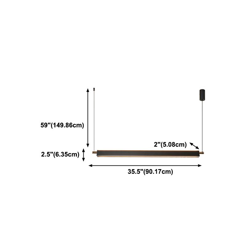 Contemporary Linear Island Lighting Fixture Simple LED Hanging Light for Dining Room