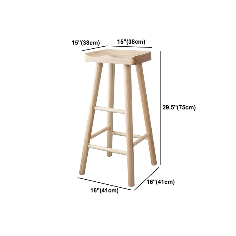 Coffee Shop Contemporary Barstool Indoor Wood 4 Legs Bar Stool with Pedal