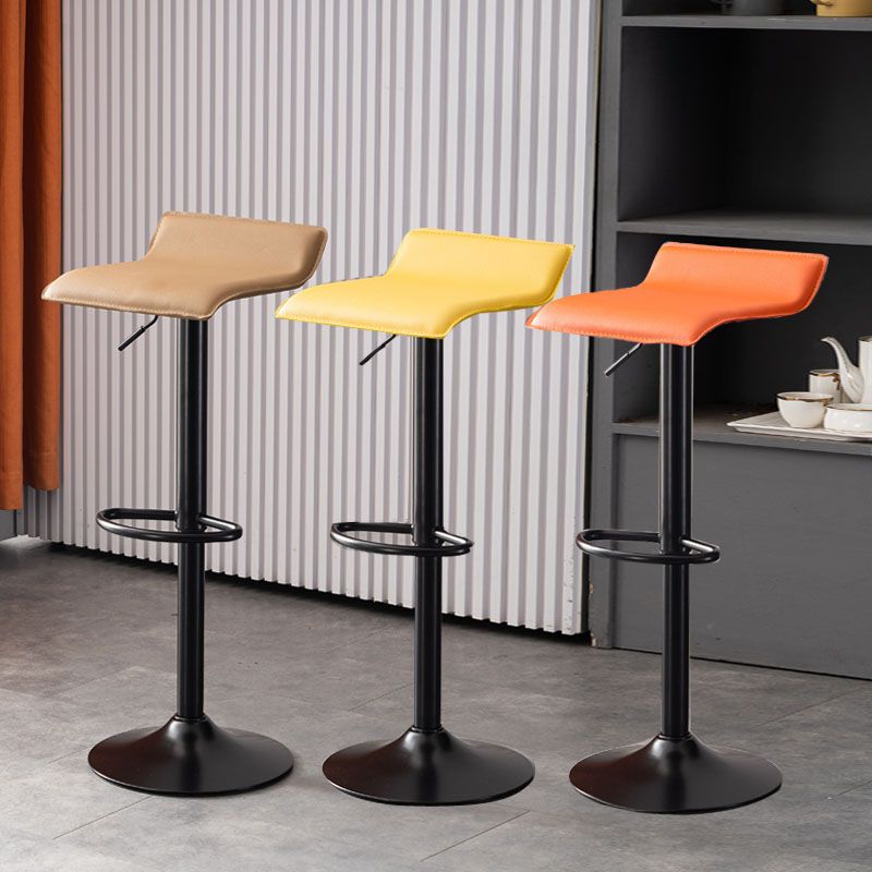 Modern Adjustable Swivel Bar Stool Footrest Low Back Faux Leather Bar Stool
