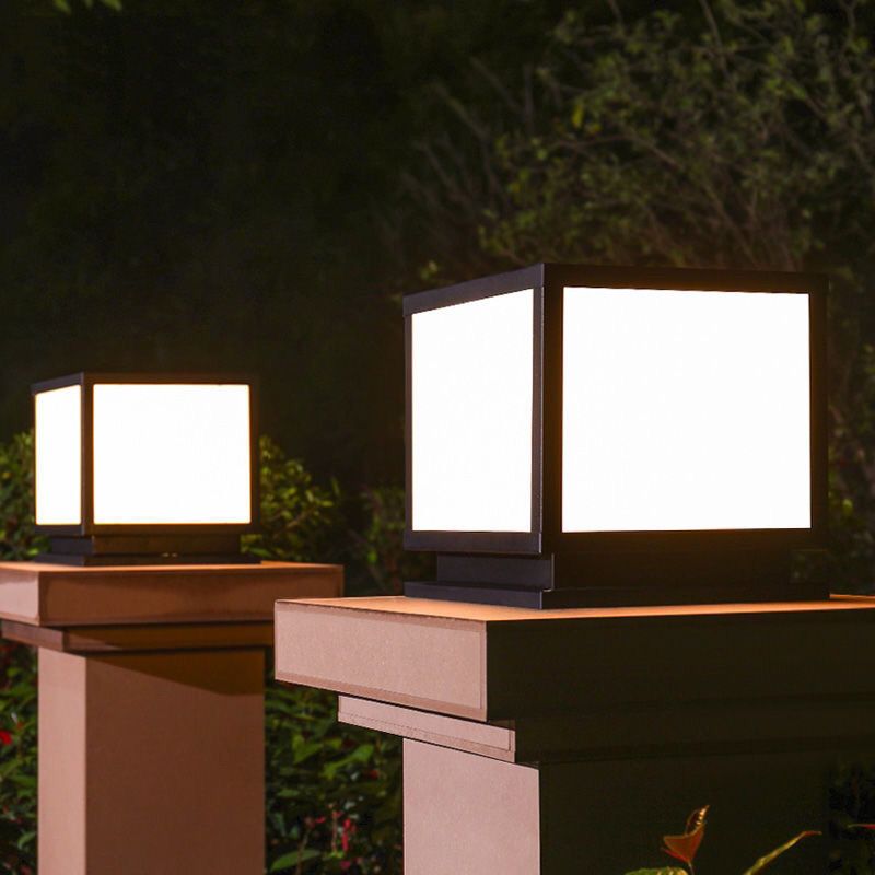 Nordic Style Acrylic Shade Outdoor Light Solar Energy Pillar Lamp for Outdoor
