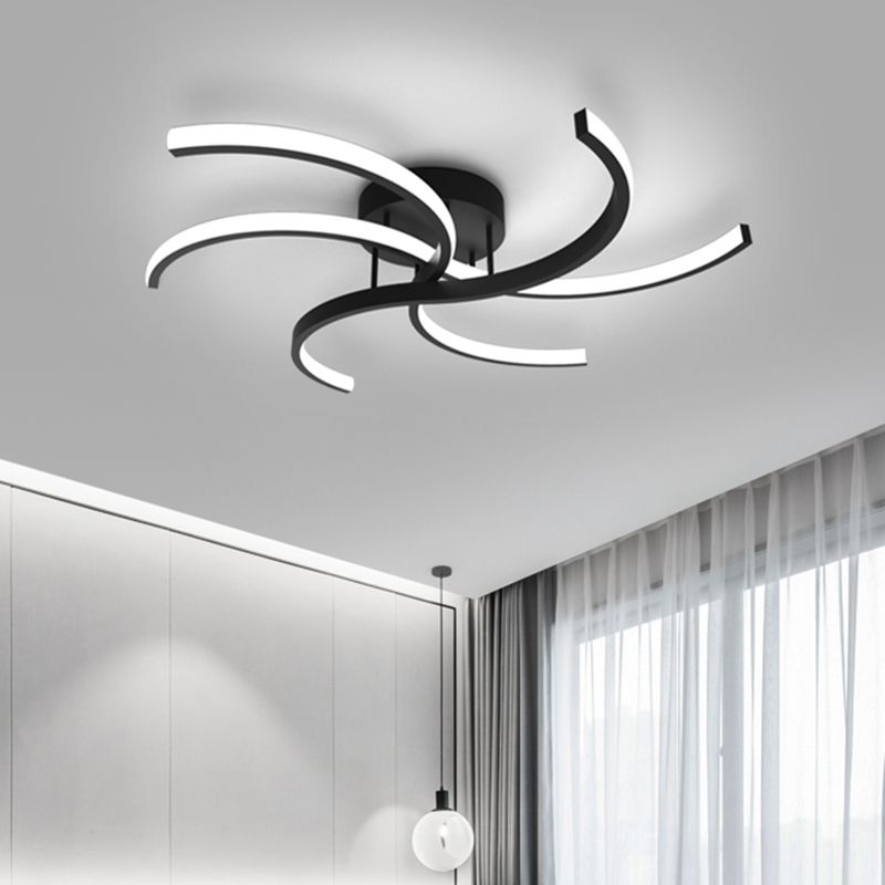Zwart Swirl Inbouw Plafondarmatuur Minimalistisch 16"/19,5" Brede Acryl LED Semi Flush voor Slaapkamer