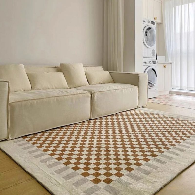 Simplicity Area Rug Lattice Pattern Simple Rug Polyester Non-Slip Area Rug