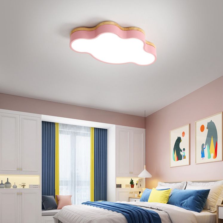Le nuage en bois LED Ceiling Fixture in Modern Creative Style Acrylique Macaron Flush Mount for Bedroom