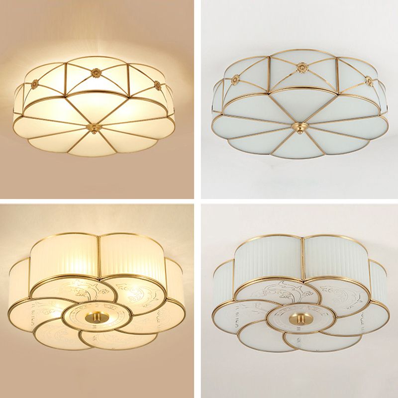 Bronze Ceiling Mount Light Fixtures Colonial Ceiling Flush Mount Lights with Glass Shade