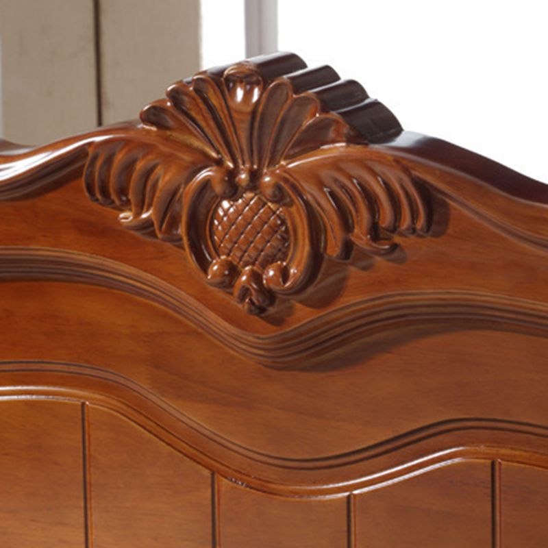 Rubberwood Solid Color Bed Frame Traditional Camelback Standard Bed for Home