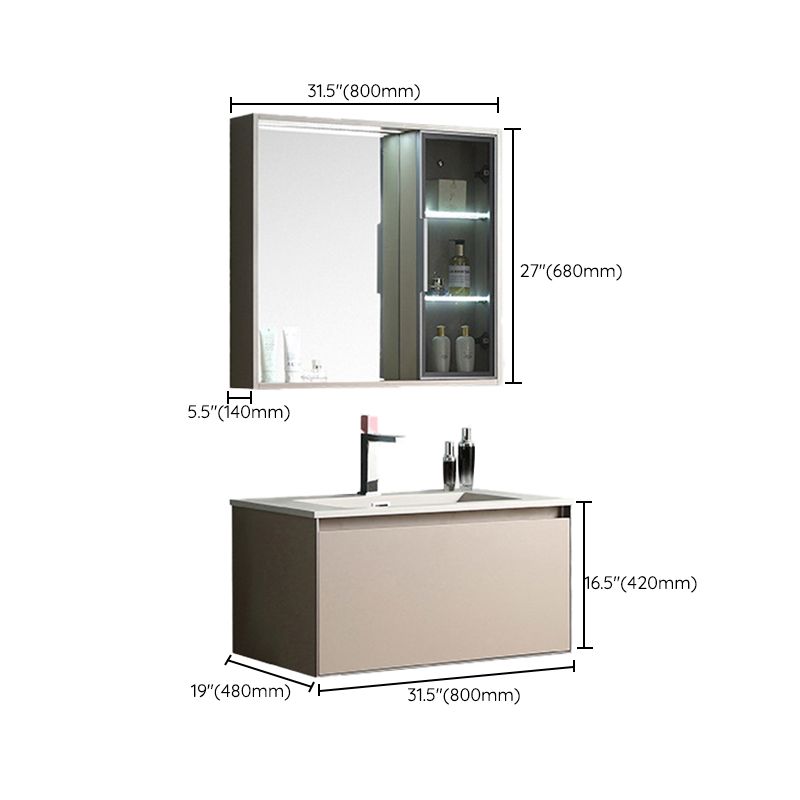 Contemporary Wooden Vanity Cabinet Mirror Bathroom Vanity Set with Storage Shelving