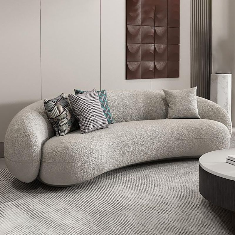 Scandinavian Fabric Cushions Tuxedo Arm Living Room Curved Settee