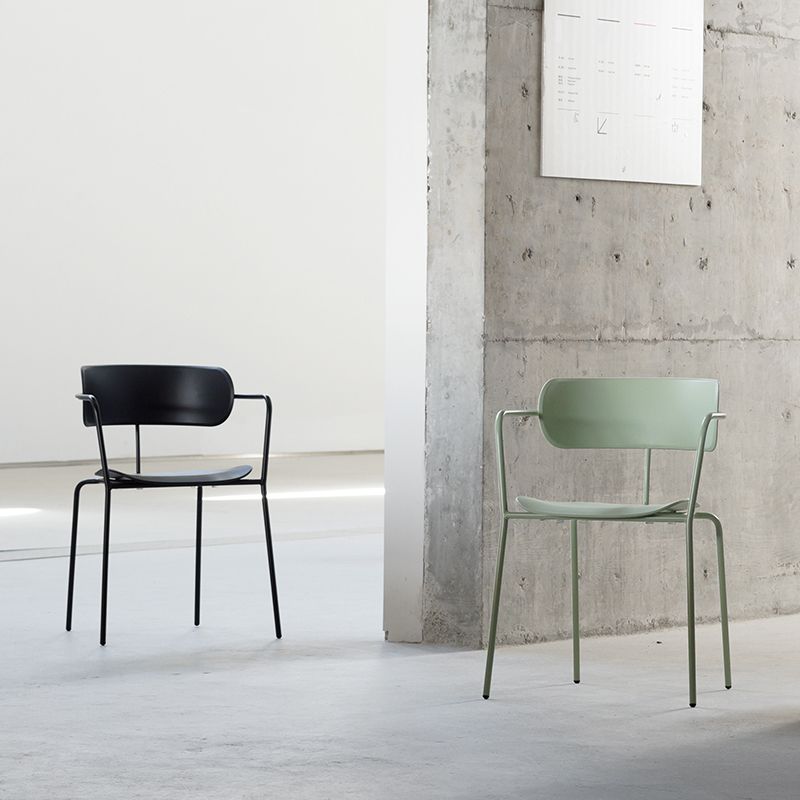 Chaises de salle à manger de cuisine de style industriel Fauteuils empilables avec pieds en métal (Ensemble de 4)
