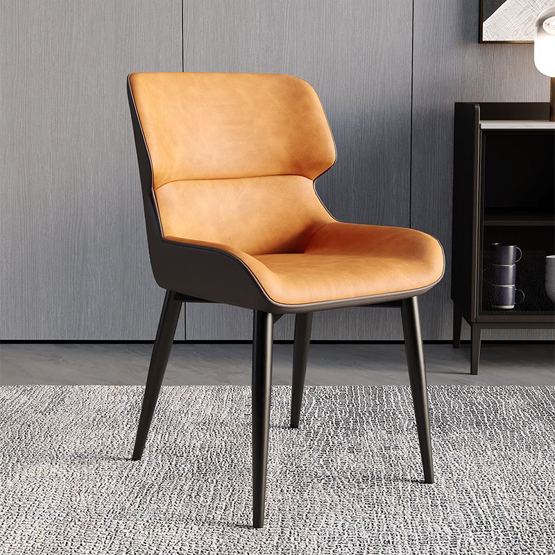 Contemporary Style Metal Dining Chairs Wingback Arm Dining Side Chair for Kitchen