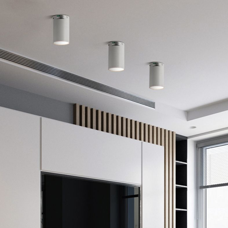 Modern Concise LED Flush Mount Aluminium Cylindrical Ceiling Light with Acrylic Shade