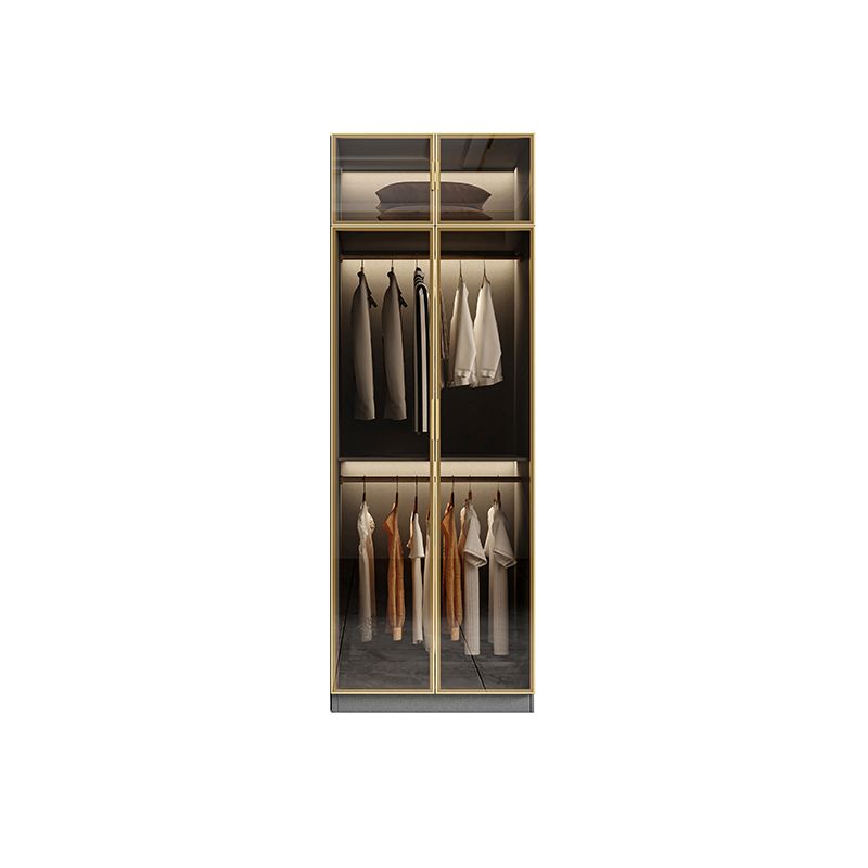 Glass and Wood Wardrobe Armoire Contemporary Wardrobe Closet