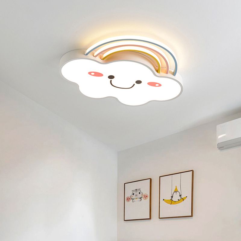 Cloud Pattern Flush Mount Light Acrylic Three color Light Fixture for Kid's Room