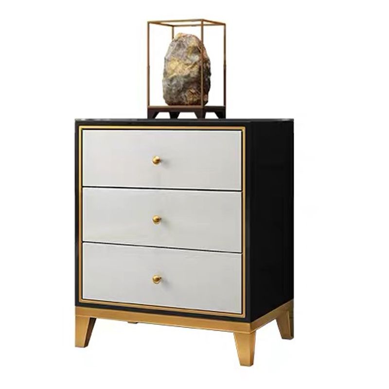 Glam Wooden Bedroom Storage Chest Vertical Chest with Drawers