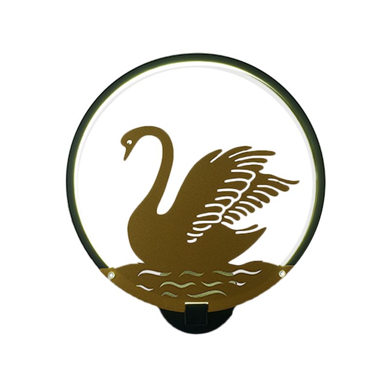 Style minimaliste Swan Swan Mural Metal LED LED Guest Room Wall Éclairage mural en noir / blanc, lumière chaude / blanche