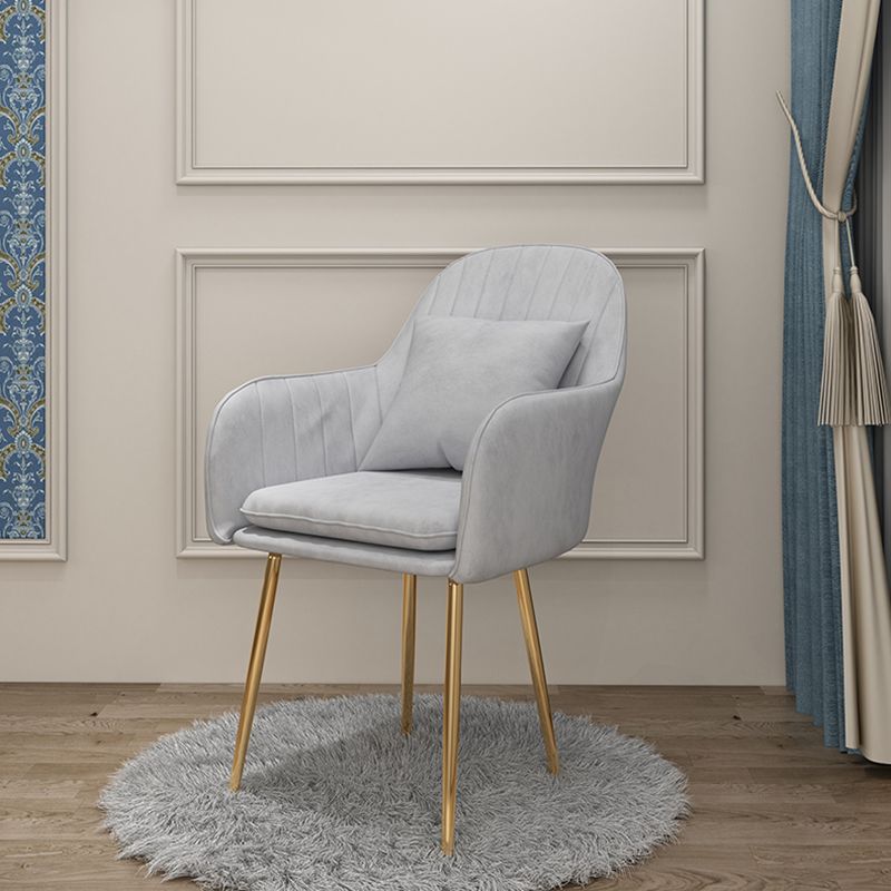 Scandinavian Dining Arm Chair Solid Back Chair with Metal Legs for Home Use