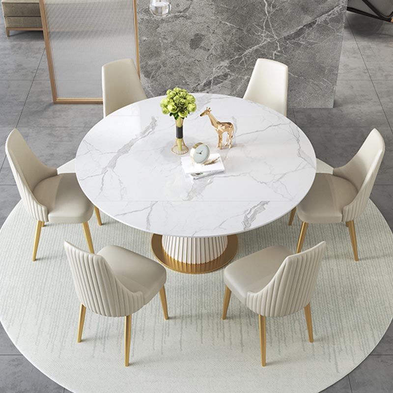Glam Dining Set Stone 1/4/6/7 Pieces Dining Gold Furniture for Home