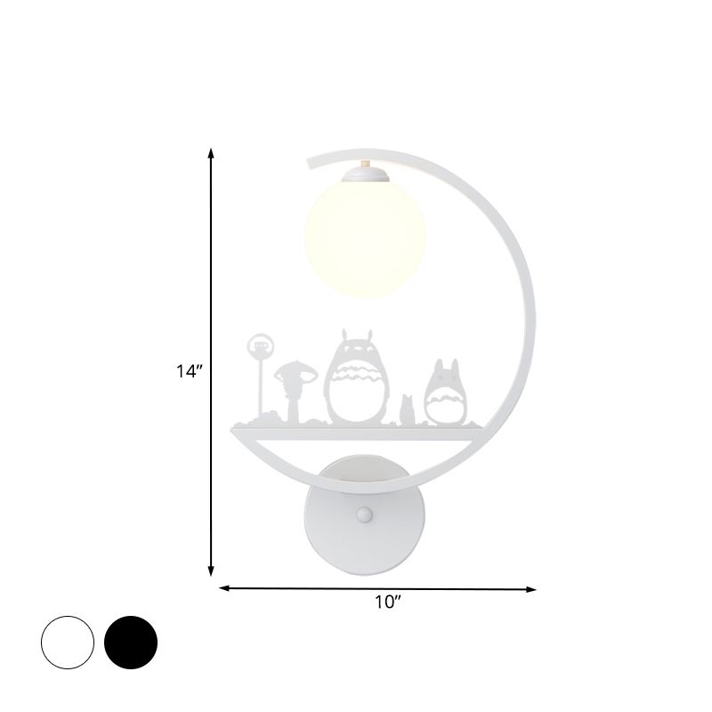 Animales Lámpara de pared metálica de pared de paredes Nórdicas Lámpara de pared de acabado blanco/negro con brazo C