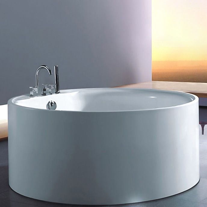 Round Acrylic Soaking Bathtub Modern Stand Alone Back to Wall Tub