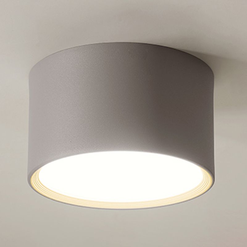 Modern Minimalist LED Flush Mount Iron Cylindrical Ceiling Light with Acrylic Shade