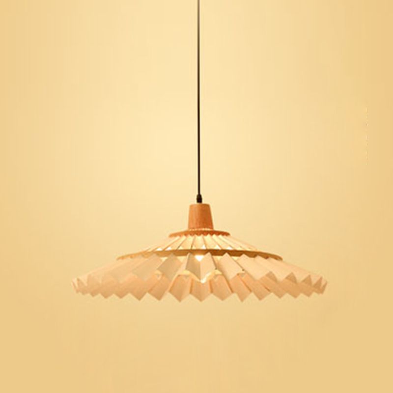 Umbrella Shaped Suspension Lamp Bamboo 1-Light Tea Room Hanging Light Fixture