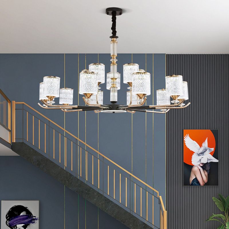 Cylinder Chandelier Light Fixture Vintage Acrylic Pendant Lighting for Restaurant