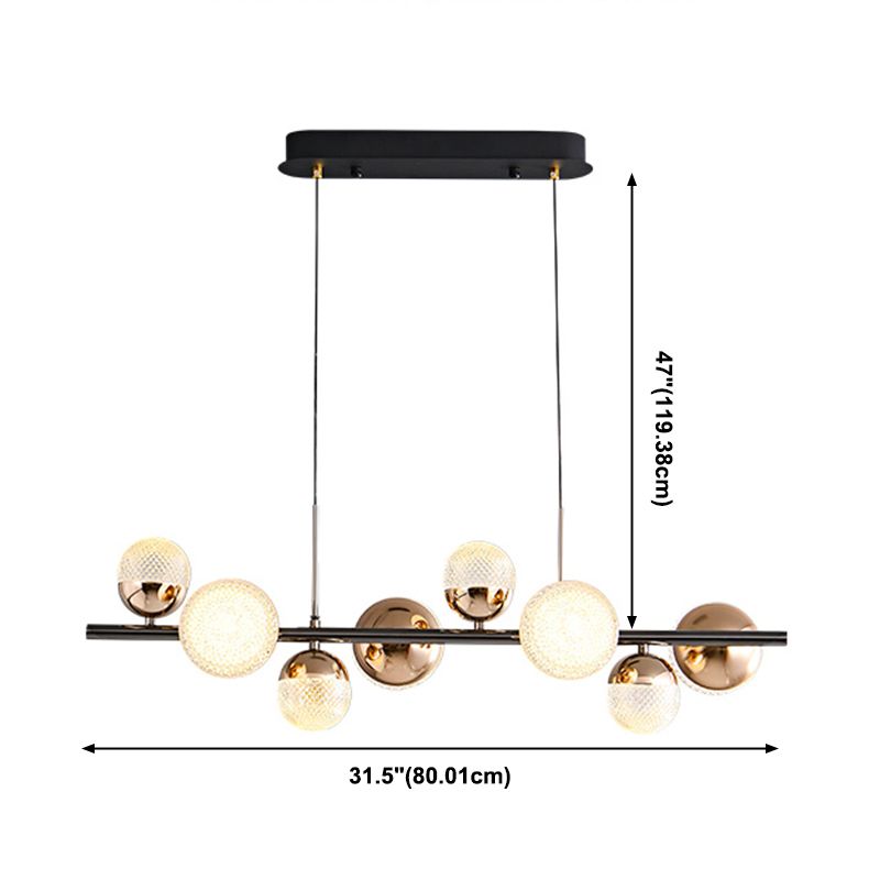 8-Light Globe Island Light Fixtures Modern Metal Kitchen Pendant Lights with Acrylic Shade