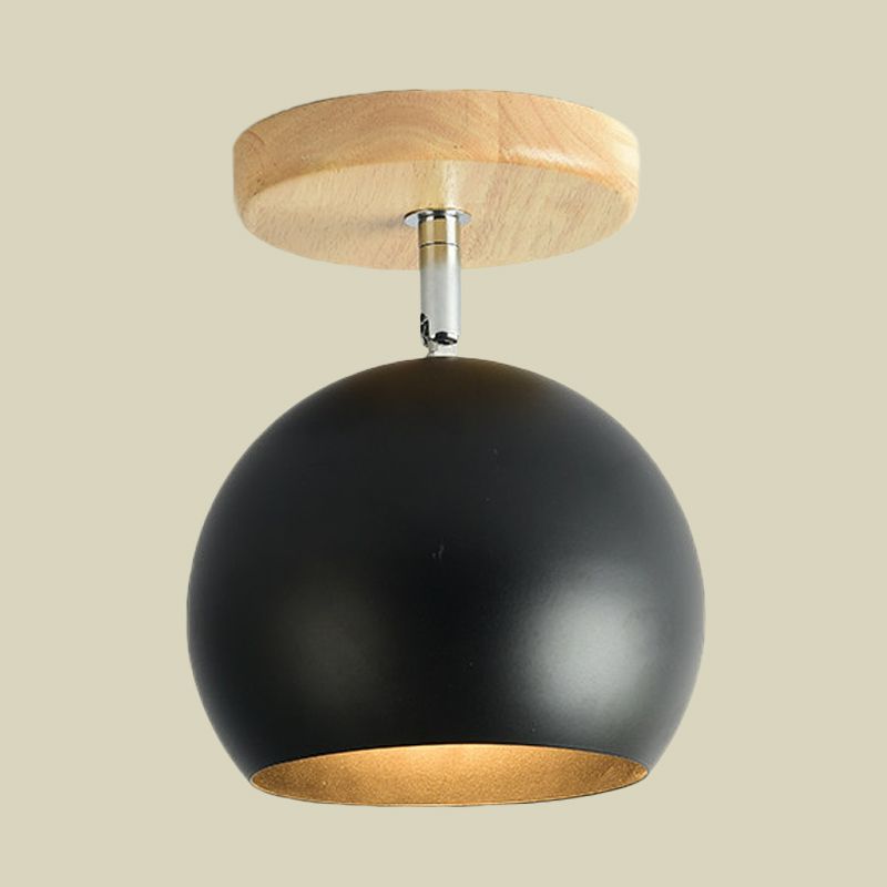 Draaibare Orb Shade Inbouwlamp 1-lichts metalen plafondlamp voor studeerkamergang