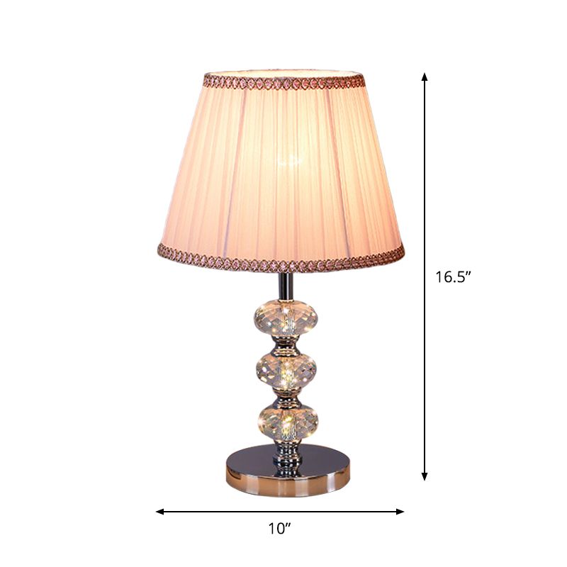 Stof cilindrische schaduw bestudeer licht eigentijdse 1 kop nachtkastje verlichting in zilver/beige/koffie met kristallen lamppost
