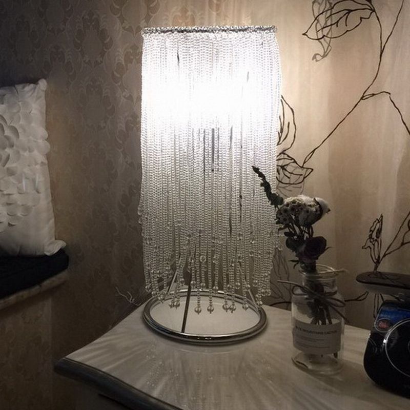 LAMPE DE LAMPE DE NEULTRE POSTMODERNE CRISTAL ÉCLAIRAGE DE TABLE DE CHAMBRE SEUX-BULBE EN CHROME
