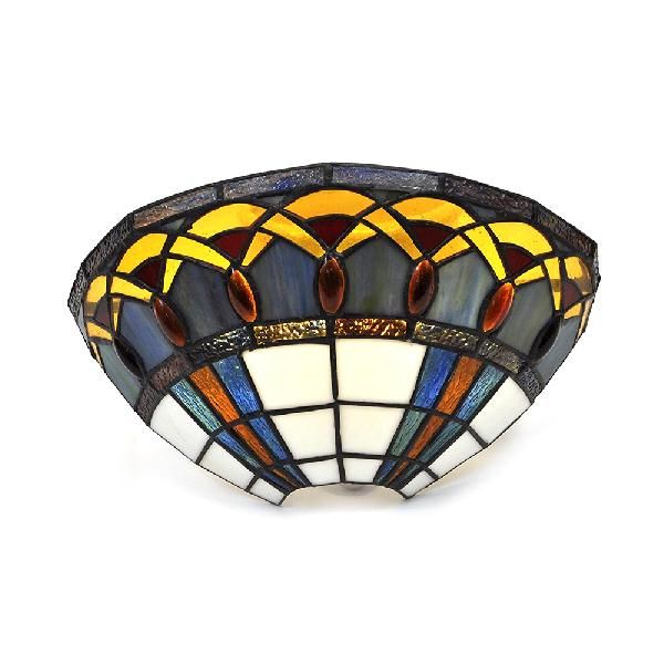 Tiffany Bowl Wall Mount Light Stained Glass 1 Light Wall Sconce with Jewelry Decoration