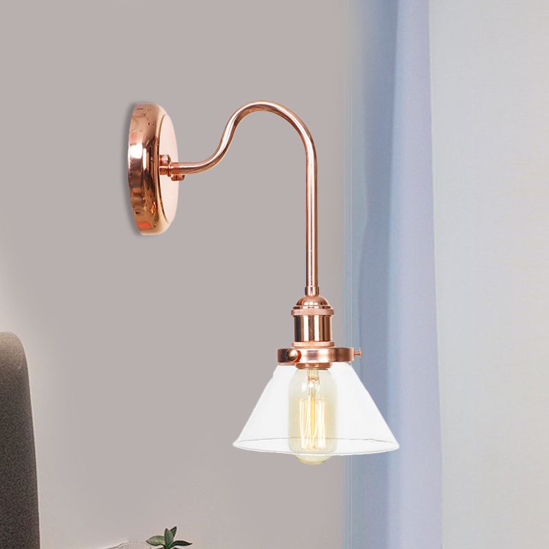 1 Côté Cone Light Light Light Vintage Clear / Amber Glass Wall Éclairage d'éclairage pour le salon