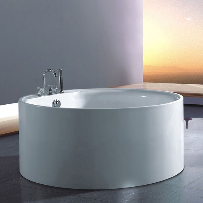 Round Acrylic Soaking Bathtub Modern Stand Alone Back to Wall Tub