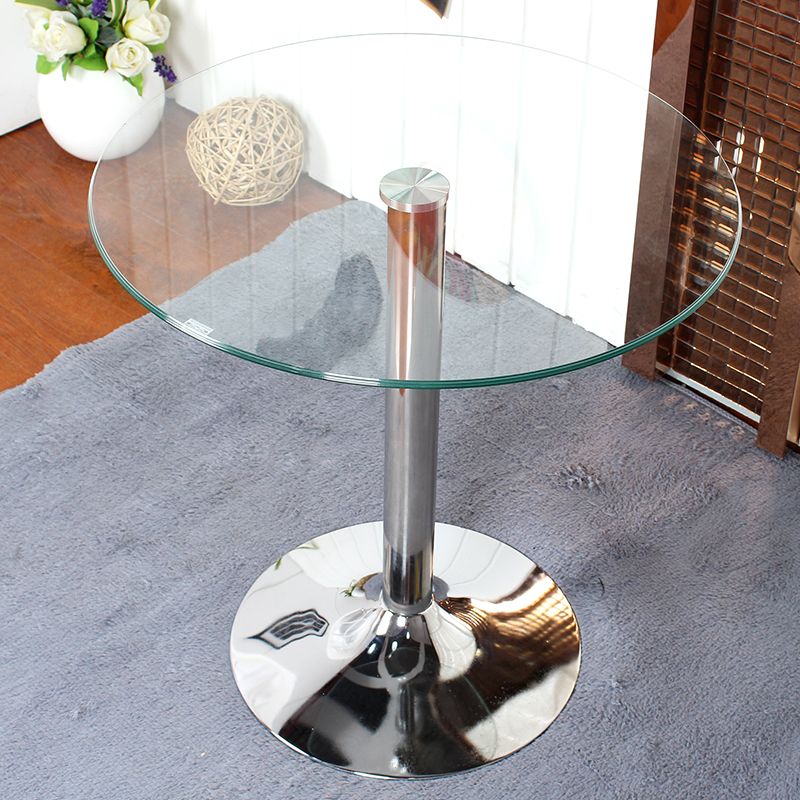 Round Tulip Base Contemporary Dining Table Three-Color Fixed Table of Glass