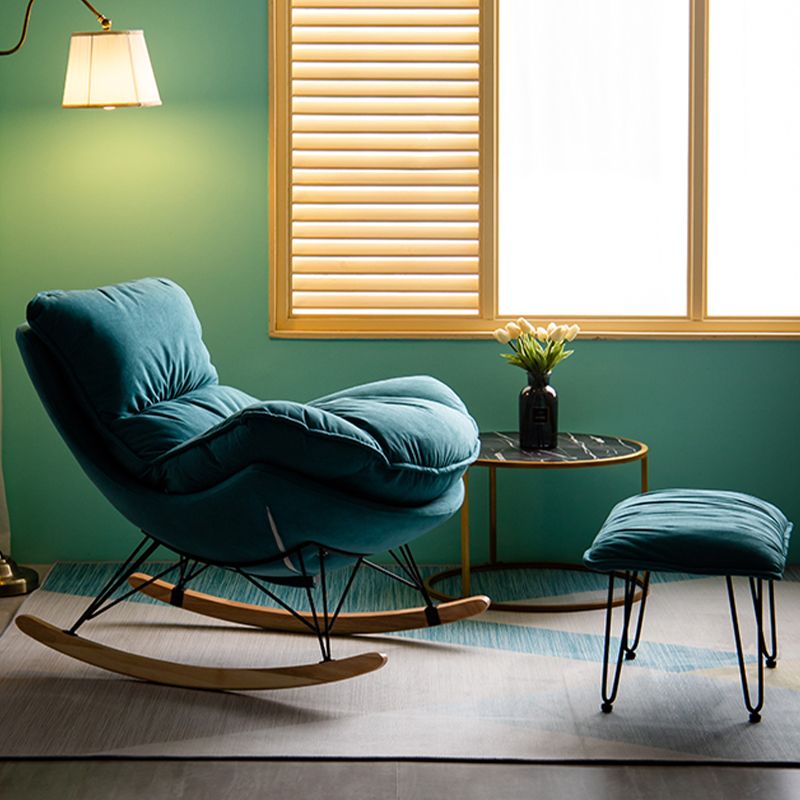 Leisure Rocking Chair Velvet Pure Color Indoor Rocker Chair with Ottoman