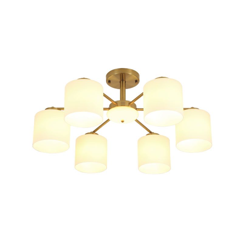 Luces de montaje de semi rascijada de estilo modernista Cilíndrico Cilindro de lámpara de techo de vidrio en oro