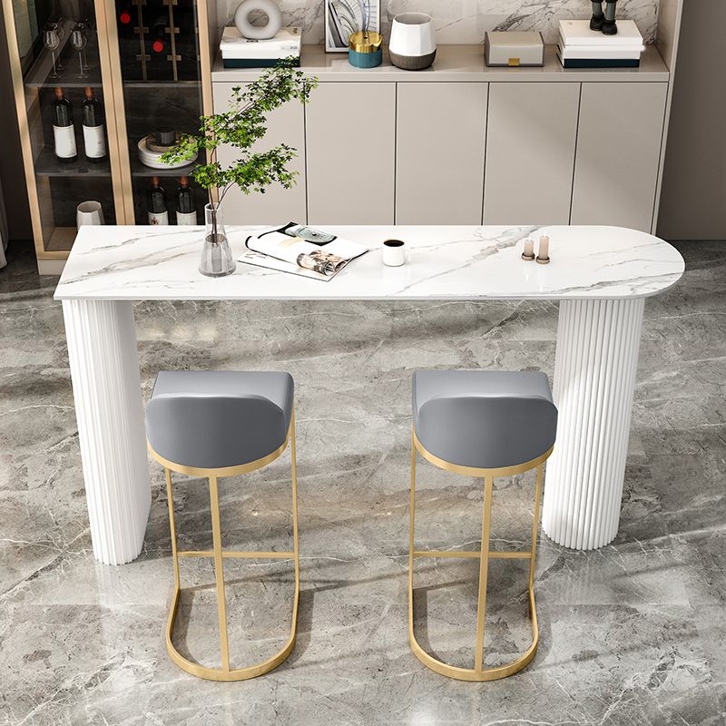 Glam Bistro Set 1/3 Pieces White Colour Stone Bar table with Upholstered Stools