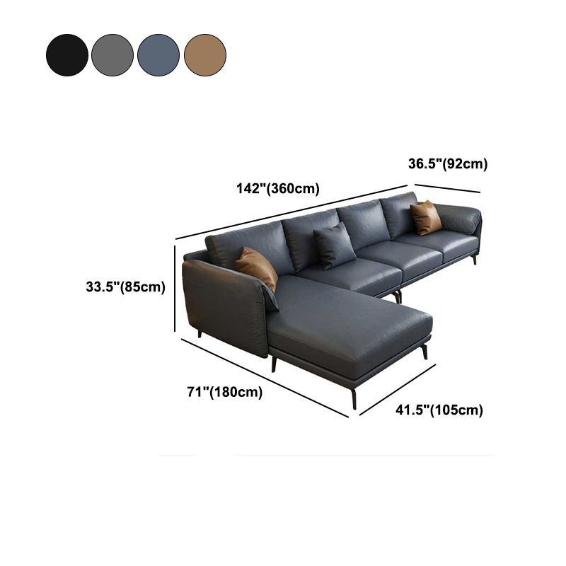 Leather Padded down Seat with Pillow Back Sectional Grey/black/brown/blue Sofa