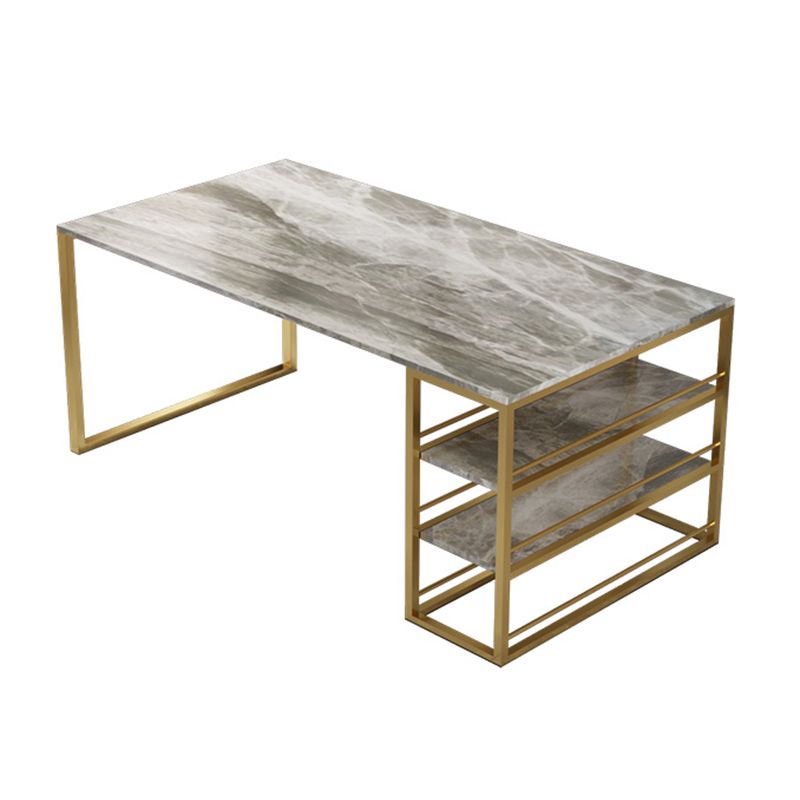 Metal and Slate Table Contemporary Family Rectangular Dining Table