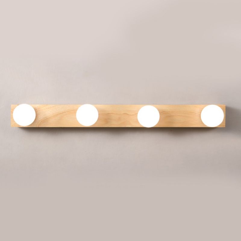 Square Shape Wood Vanity Lights Modern Style 3/4/5 Lights Vanity Light Fixtures in Brown