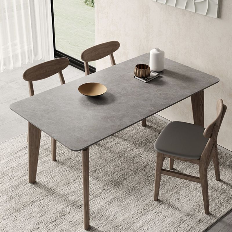 Modern Rectangle Counter Dining Table Brown Wood Finish Legs Dining Table