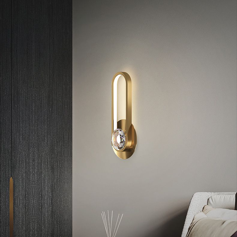 Modern Minimalist Style Linear Wall Mounted Lamp Copper 2 Lights Wall Lights with Crystal Shade