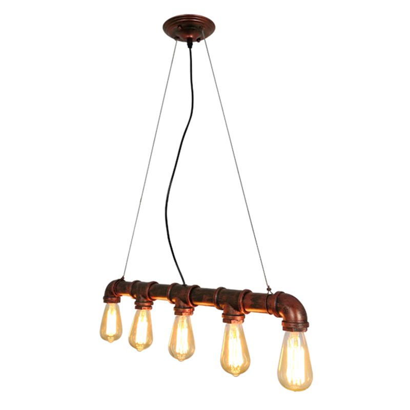 Metal Rust Island Lighting Fixture Water Pipe Industrial Chandelier Light Fixture