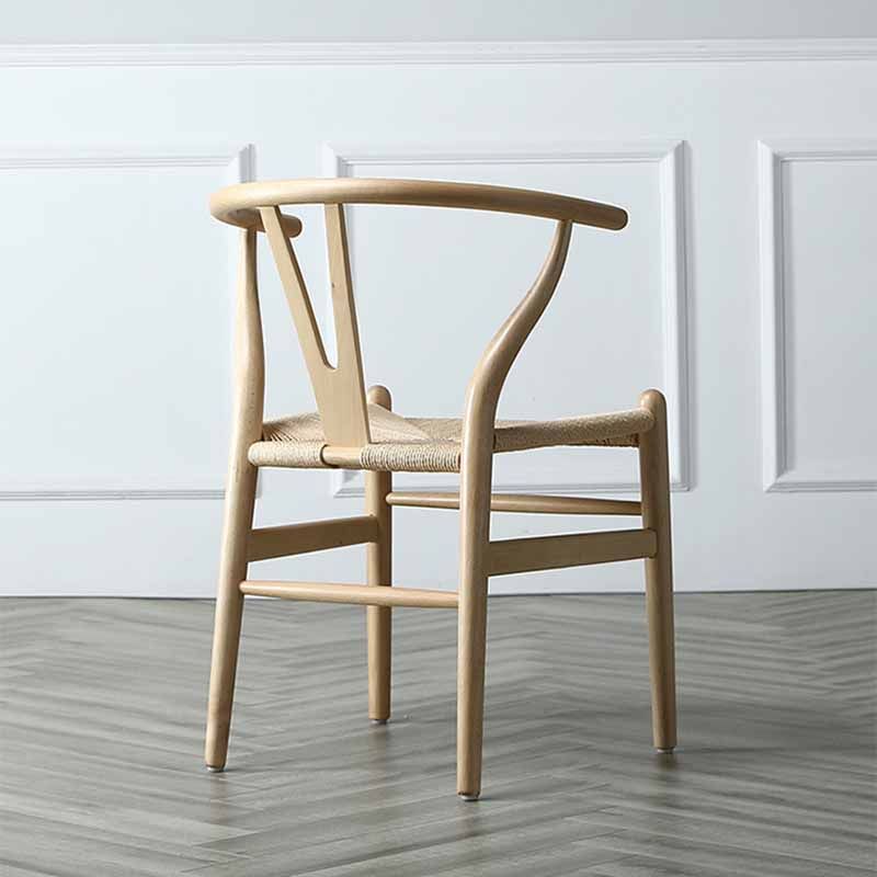 Silla de comedor de madera maciza natural contemporánea con brazo Wishbone para restaurante