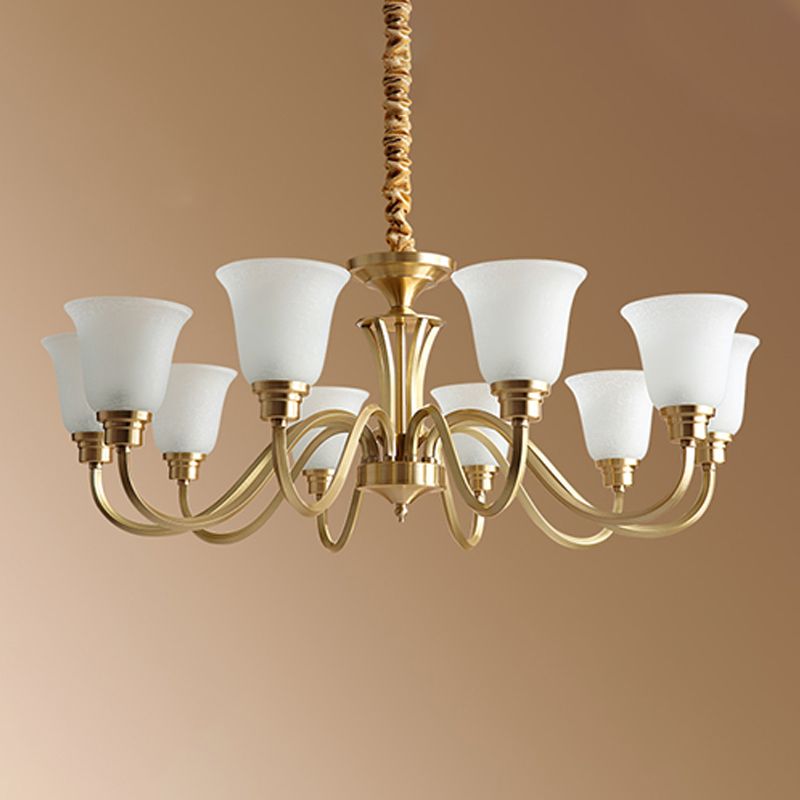 Bell Shape Pendant Lights Modern Glass Pendant Chandelier in Gold Finish